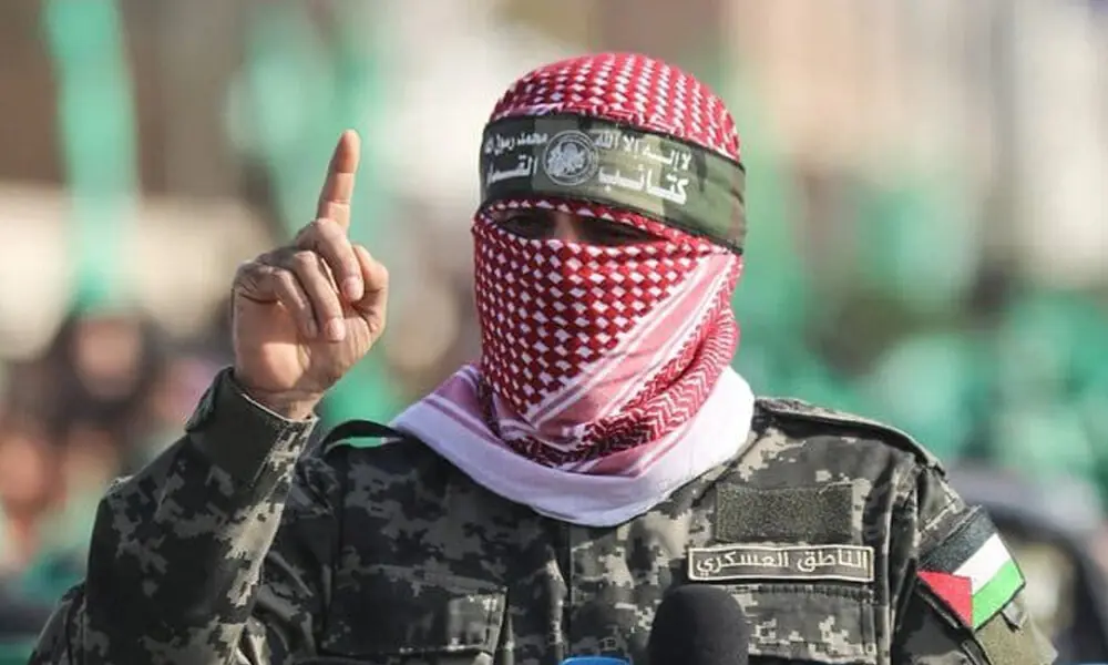 د حماس د القسام بریګیډ له خوا خپور شوی ویډیويي بیان، چې پکې د ابو عبیده د شهادت اعلان او د نوي ویاند پېژندنه شوې ده.