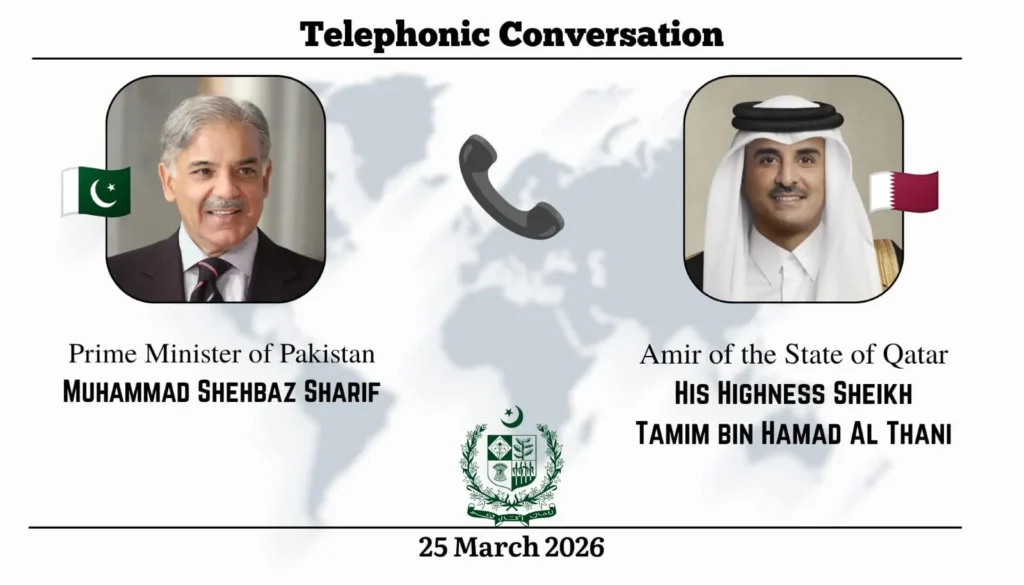 شهباز شریف او د قطر امیر د خلیجي کړکېچونو په اړه خبرې کړې، د یووالي څرګندونه یې کړې او د سیمهییزې سولې لپاره یې پر ډیپلوماسۍ ټینګار کړی