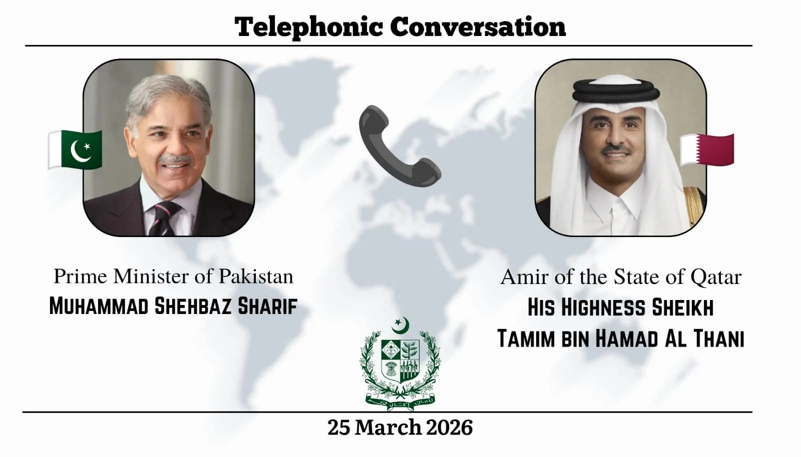 شهباز شریف او د قطر امیر د خلیجي کړکېچونو په اړه خبرې کړې، د یووالي څرګندونه یې کړې او د سیمه‌ییزې سولې لپاره یې پر ډیپلوماسۍ ټینګار کړی