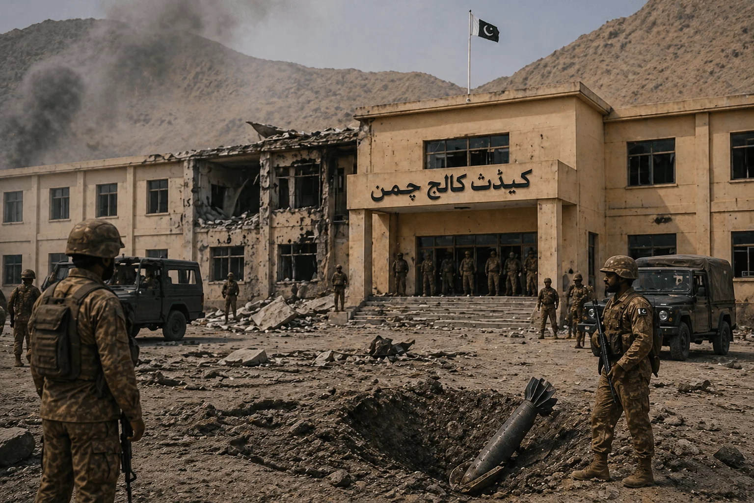 د چمن د ابتو کاریز په سیمه کې د افغان ځواکونو له لوري پر کیډټ کالج د مارټر برید له امله خوشبختانه کوم ځاني زیان نه دی اوښتی