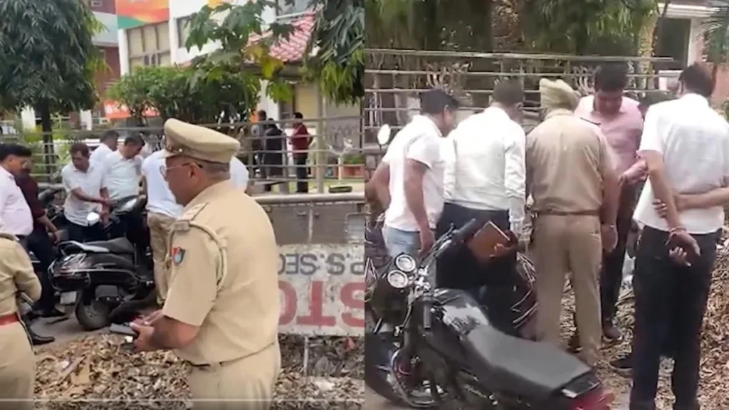 امنیتي ځواکونه د چندیګر په سیکټر ۳۷ کې د BJP دفتر ته نږدې د چاودنې له ځایه شواهد راټولوي، په داسې حال کې چې د پېښې پلټنې روانې دي