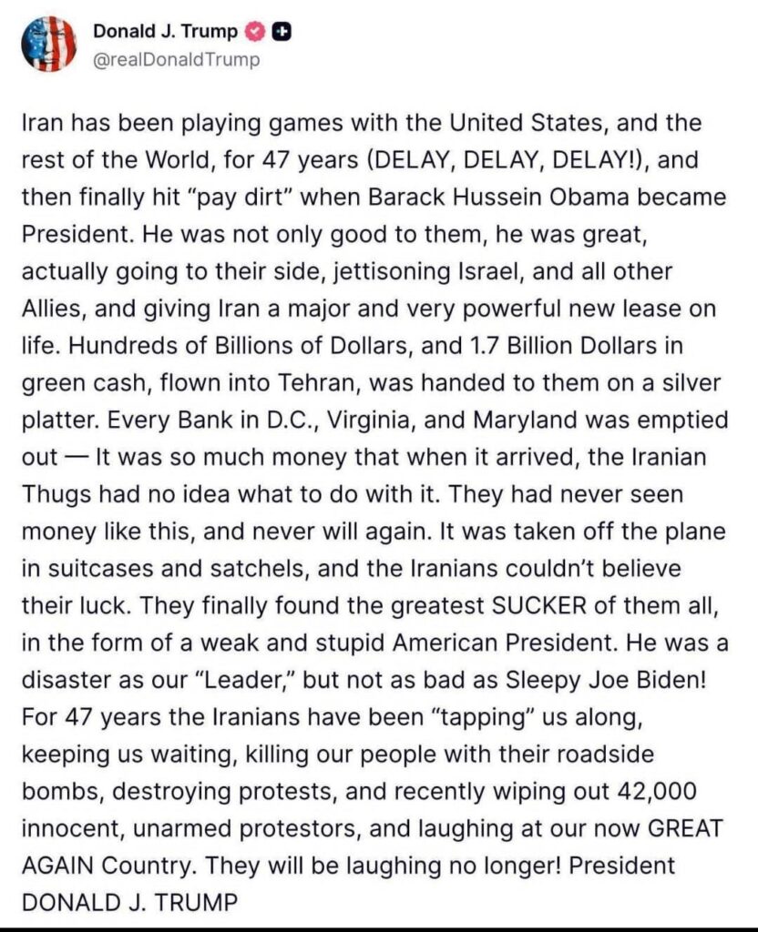 ډونلډ ټرمپ پر ایران سختې نیوکې کړې او پخواني ولسمشران بارک اوباما او جو بایډن یې تر سخت انتقاد لاندې نیولي دي